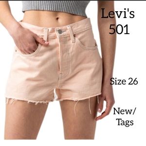 LEVI'S 501 FRESH WOMENS SHORTS IN PEACH COLOR SIZE 26 NEW WITH TAGS
